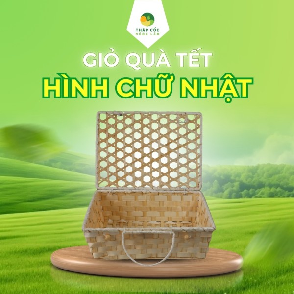 Giỏ Quà Tết Hình Chữ Nhật - Thập Cốc Nông Lâm (30x23x9.3cm) 