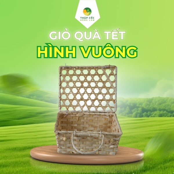 Giỏ Quà Tết Hình vuông nhỏ |Đựng Ngũ Cốc & Đậu - Thập Cốc Nông Lâm  (24x19x10cm) 