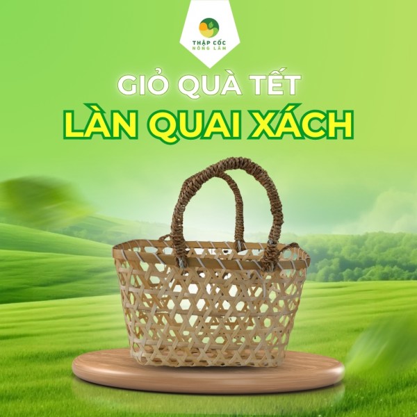 Giỏ Quà Tết Làn quai  Đựng Ngũ Cốc & Đậu - Thập Cốc Nông Lâm  (32x16x20cm)